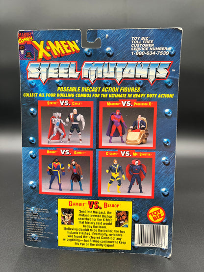 Marvel X-Men Steel Mutants GAMBIT vs BISHOP Die Cast Metal Toy Biz Figure 1994