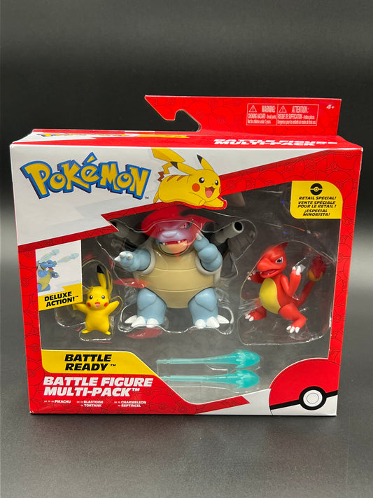 Pokémon Battle Ready Figure Multi-Pack 3-inch (Pikachu, Blastoise, Charmeleon) Dekux Actions Jazwares