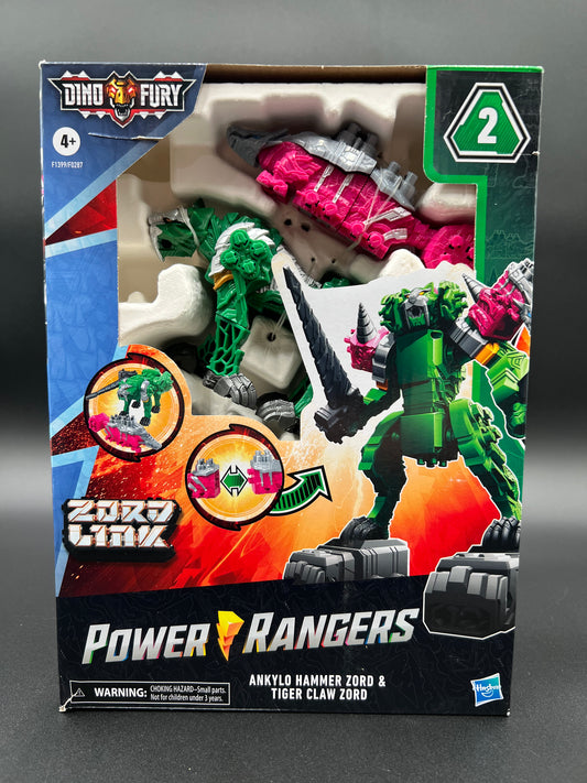 Power Rangers Dino Fury Ankylo Hammer Zord & Tiger Claw Zord Link New in Box #039 2
