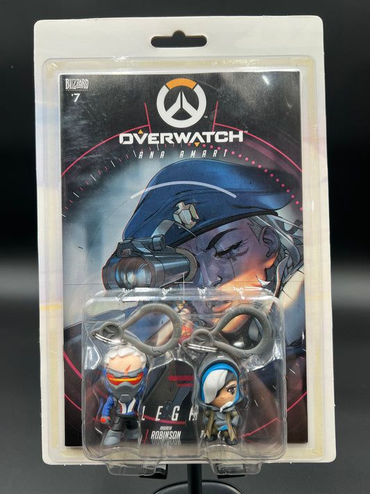 Overwatch Ana and Soldier 76 Comic Book and Backpack Hanger Two-Pack