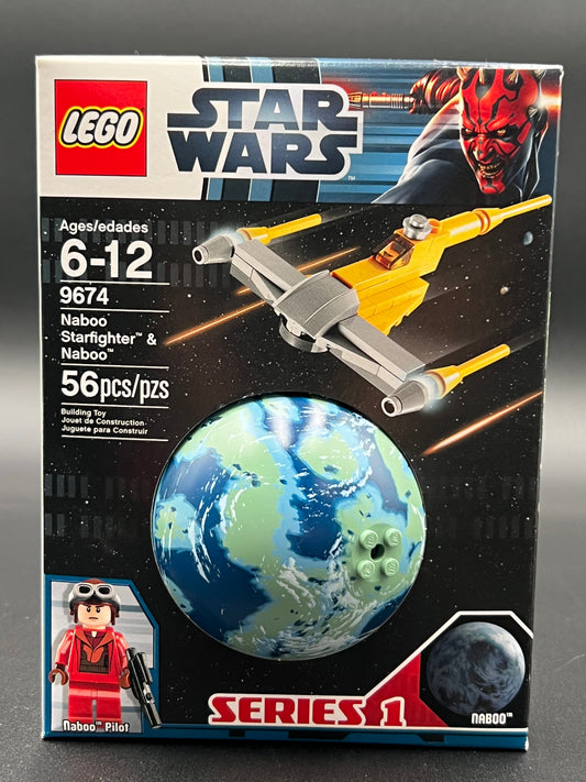 LEGO Star Wars 9674 Naboo Starfighter & Naboo new 56 pieces sealed pilot Series 1