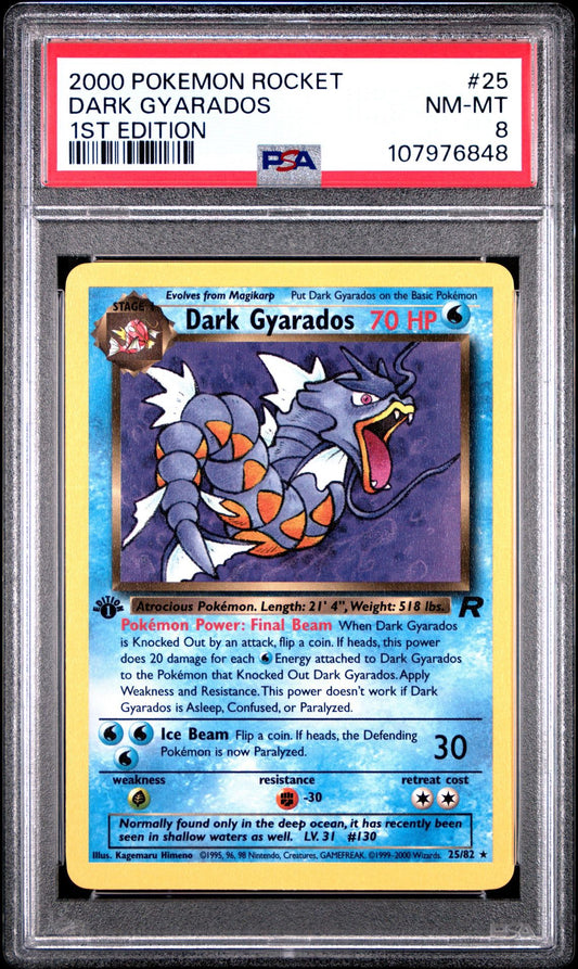 PSA 8 NON-HOLO Dark Gyarados 1st edition Pokémon ROCKET 25/82