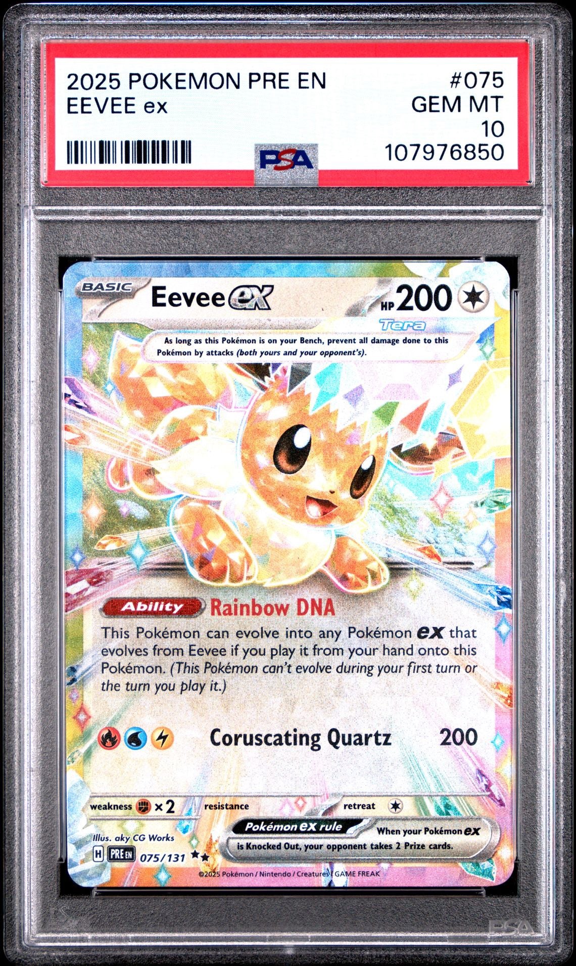 PSA 10 2025 POKEMON PRE EN-PRISMATIC EVOLUTIONS #075 EEVEE EX