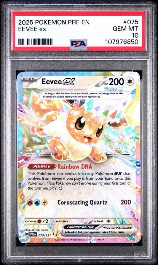 PSA 10 2025 POKEMON PRE EN-PRISMATIC EVOLUTIONS #075 EEVEE EX