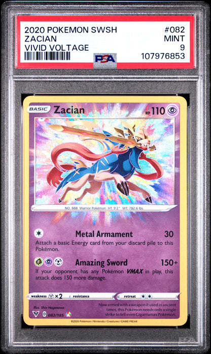PSA 9 2020 Pokemon - Zacian 082/185 Vivid Voltage Amazing Rare