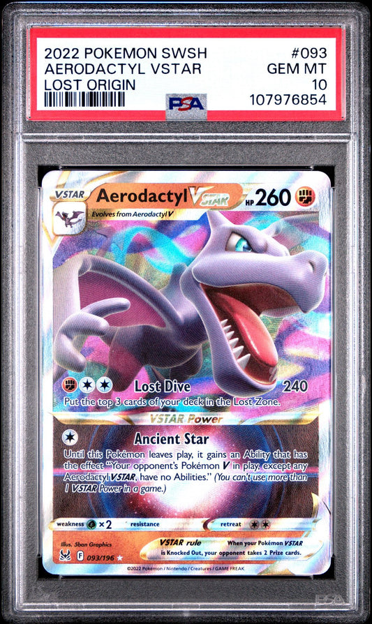 PSA 10 GEM MINT - AERODACTYL VSTAR LOST ORIGIN #093 Pokémon TCG