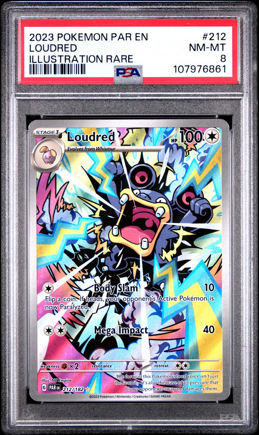 PSA 8 2023 LOUDRED 212/182 PAR EN PARADOX RIFT ILLUSTRATION RARE