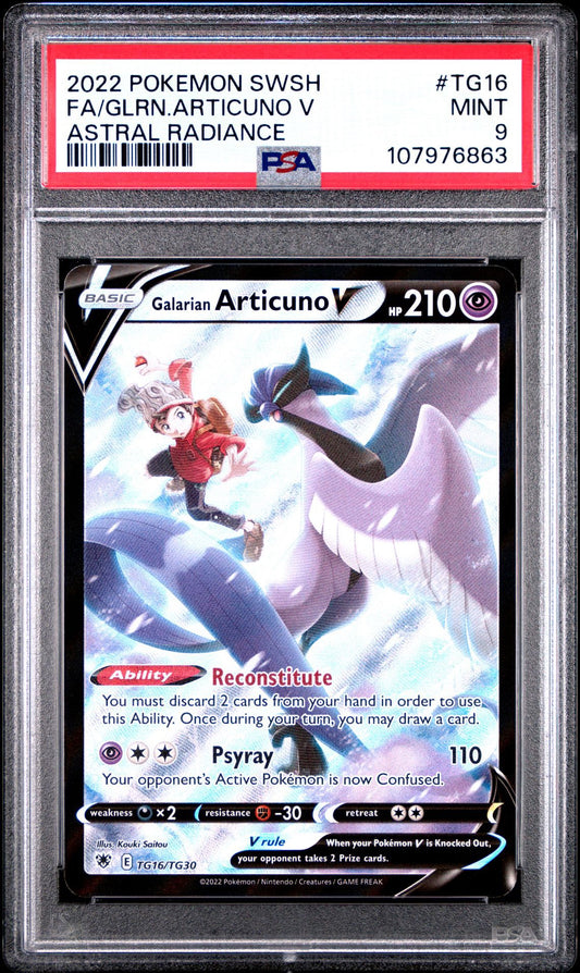 PSA 9 Galarian Articuno V TG16/TG30 Astral Radiance 2022 Holo Pokemon TCG Graded