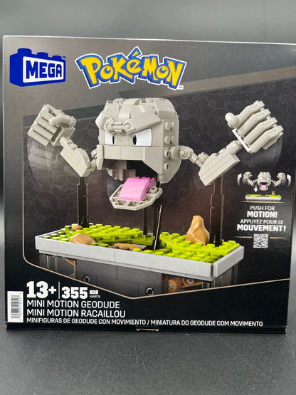 MEGA Pokémon Building Toys Set, Mini Motion Geodude with 343 Pieces, 5 Inches Tall, Moving Arms and Mouth, Adult Collectible