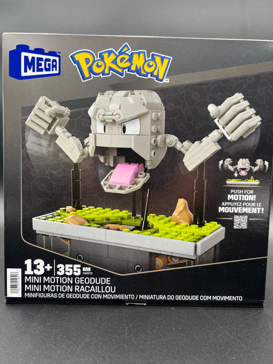 MEGA Pokémon Building Toys Set, Mini Motion Geodude with 343 Pieces, 5 Inches Tall, Moving Arms and Mouth, Adult Collectible