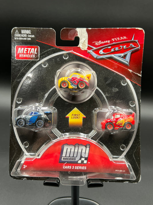 Disney Pixar Cars Metal Vehicles Mini Derby Racers Series 3-Pack Lightning McQueen, Jackson Storm, Rust-Eze Cruz Ramirez (Damaged)