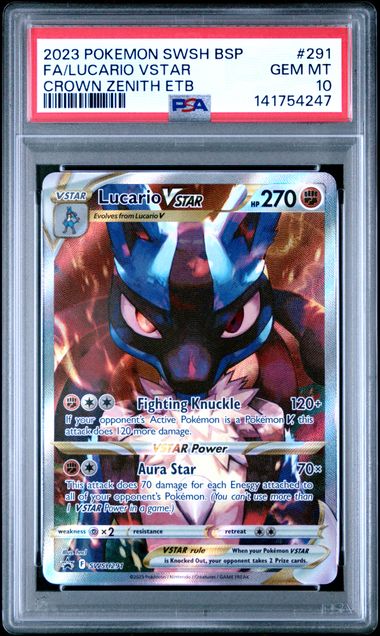 PSA 10 2023 POKEMON SWSH BLACK STAR PROMO #291 FA/LUCARIO VSTAR CROWN ZENITH ETB