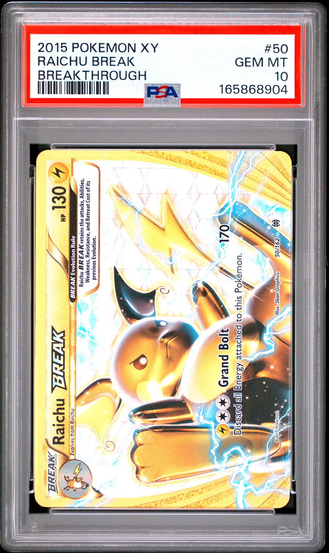 PSA 10 2015 POKEMON XY BREAKTHROUGH 50 RAICHU BREAK Graded Pokémon TCG Card