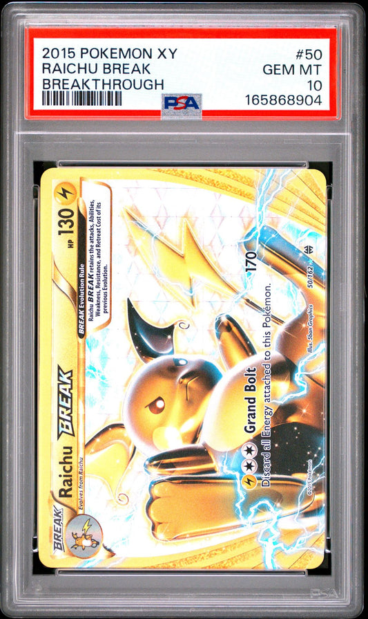 PSA 10 2015 POKEMON XY BREAKTHROUGH 50 RAICHU BREAK Graded Pokémon TCG Card