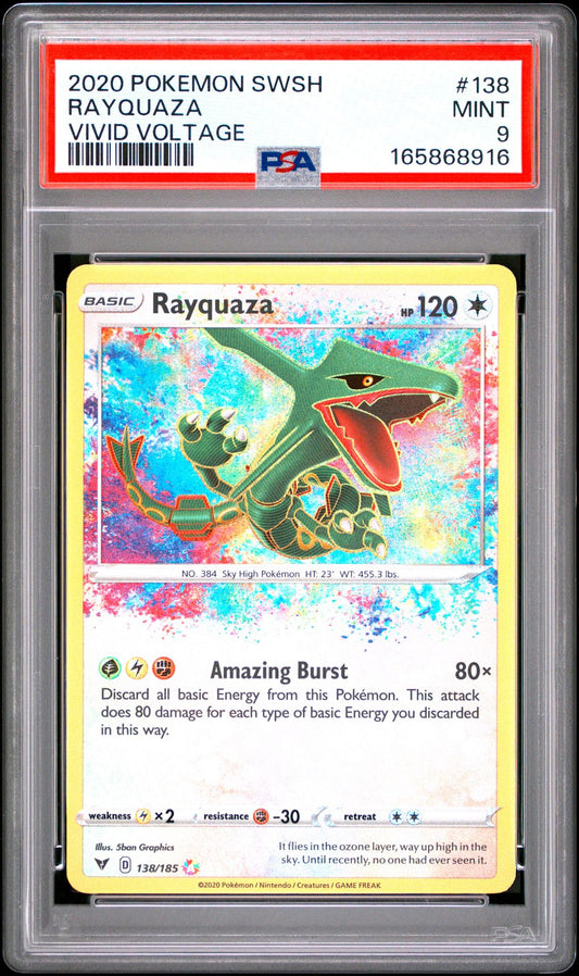 PSA 9 2020 POKEMON SWORD & SHIELD VIVID VOLTAGE 138 RAYQUAZA Graded Pokémon TCG Card