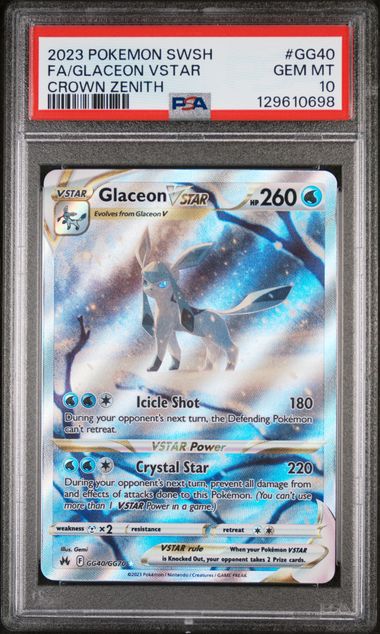 PSA 10 Glaceon VSTAR - Crown Zenith: Galarian Gallery GG40/GG70 (CRZ:GG) Graded Pokémon TCG