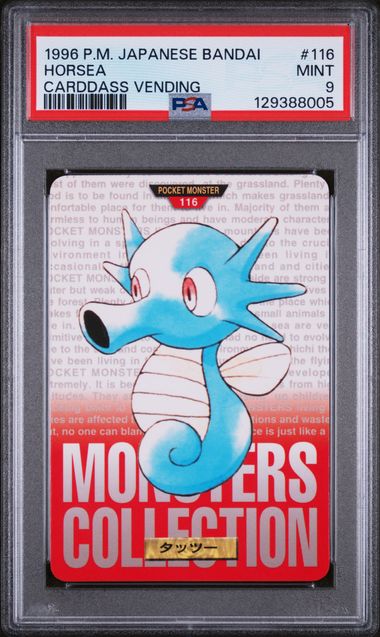 PSA 9 1996 POKEMON JAPANESE BANDAI CARDDASS VENDING #116 HORSEA CARDDASS VENDING Graded Pokémon TCG