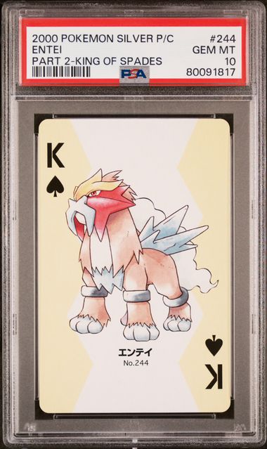 PSA 10 2000 POKEMON SILVER VERSION PART 2 PLAYING CARDS #244 ENTEI PART 2-KING OF SPADES Graded Pokémon Card TCG