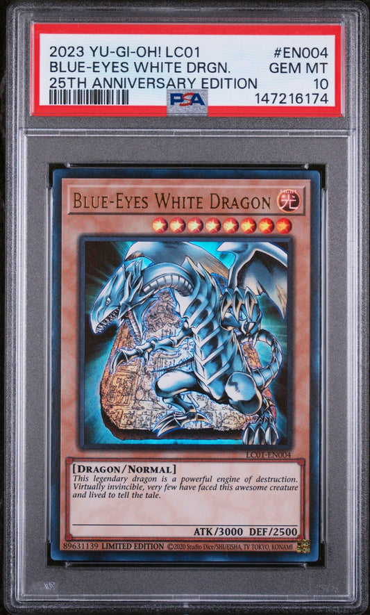 PSA 10 2023 YU-GI-OH! LC01-LEGENDARY COLLECTION: 25TH ANNIVERSARY EDITION EN004 BLUE-EYES WHITE DRAGON Graded Yu-Gi-Oh Card TCG