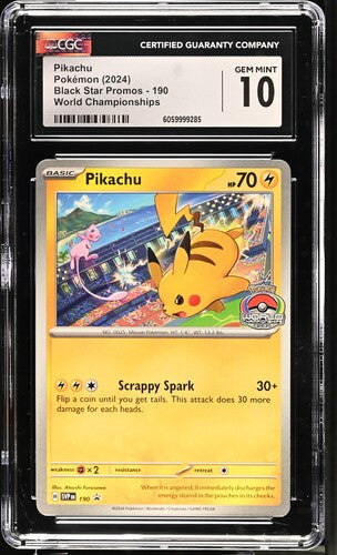 CGC 10 Pikachu World Championships 190 Black Star Promo Graded Pokémon Card TCG