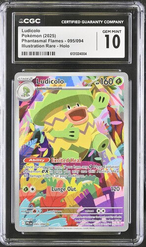 CGC 10 Ludicolo - 095/094 - ME02: Phantasmal Flames (PFL) Graded Pokémon Card TCG
