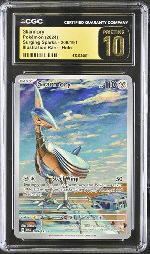 CGC 10 Pristine Skarmory - 209/191 - SV08: Surging Sparks (SSP) Graded Pokémon Card TCG