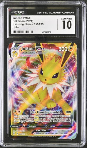 CGC 10 Jolteon VMAX 051/203 - SWSH07: Evolving Skies (SWSH07) Graded Pokémon Card TCG