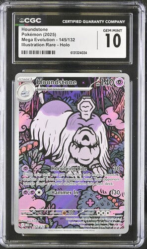 CGC 10 Houndstone - 145/132 - ME01: Mega Evolution (MEG) Graded Pokémon Card TCG