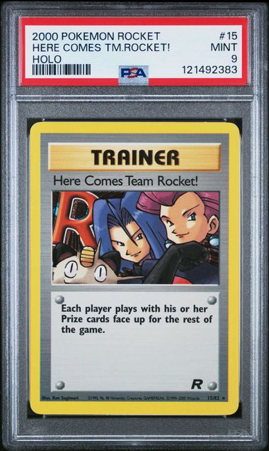 PSA 9 Here Comes Team Rocket! 15/82 Holo Rare - Team Rocket (TR) Vintage Pokémon TCG