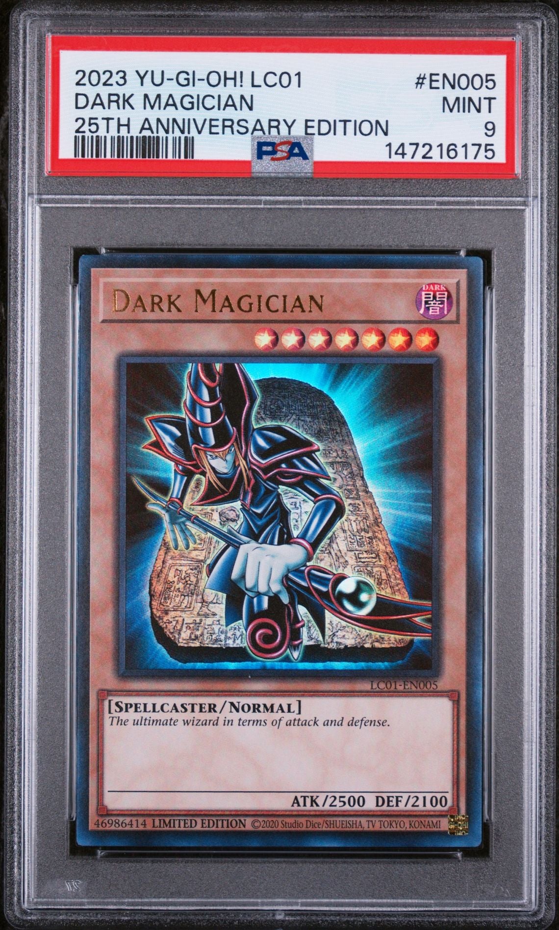 PSA 9 2023 YU-GI-OH! LC01-LEGENDARY COLLECTION: 25TH ANNIVERSARY EDITION EN005 DARK MAGICIAN Graded Yu-Gi-Oh Card TCG
