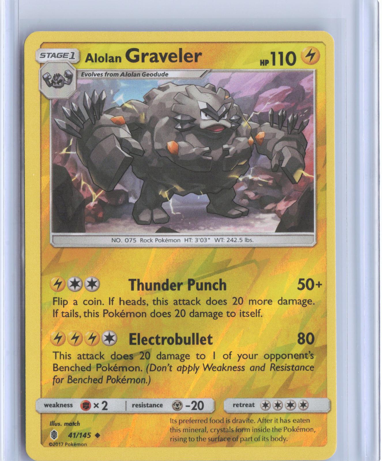 Alolan Graveler 41/145 Uncommon Guardians Rising Pokemon Reverse Holo TCG Card