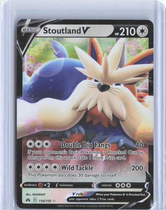 Stoutland V 116/159 Holo V Rare Crown Zenith Pokemon