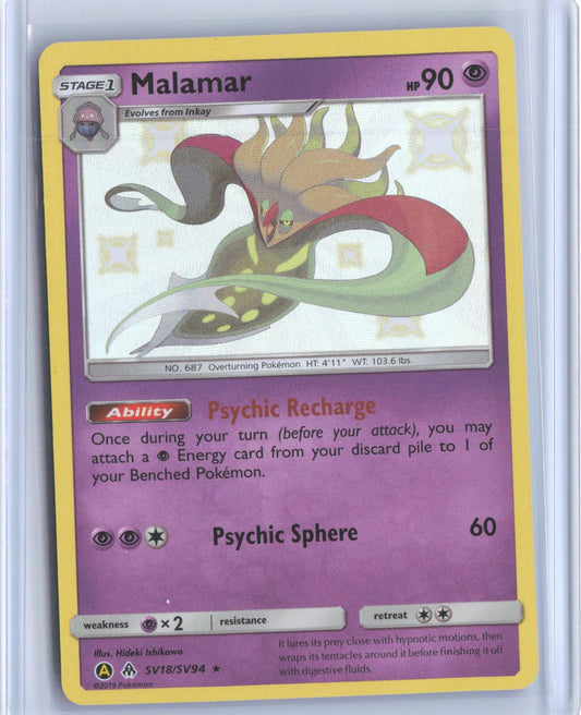 Malamar SV18/SV94 Shiny Rare Hidden Fates Shiny Vault Pokemon Holo
