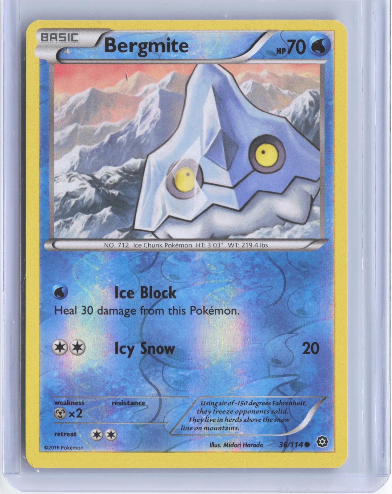 Bergmite 36/114 Common Steam Siege Pokemon Reverse Holo TCG Card