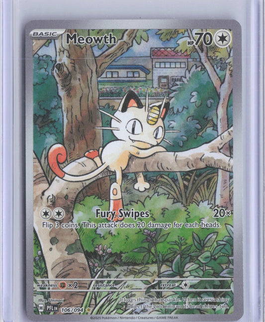 Meowth 106/094 Illustration Rare Phantasmal Flames Pokemon Holo