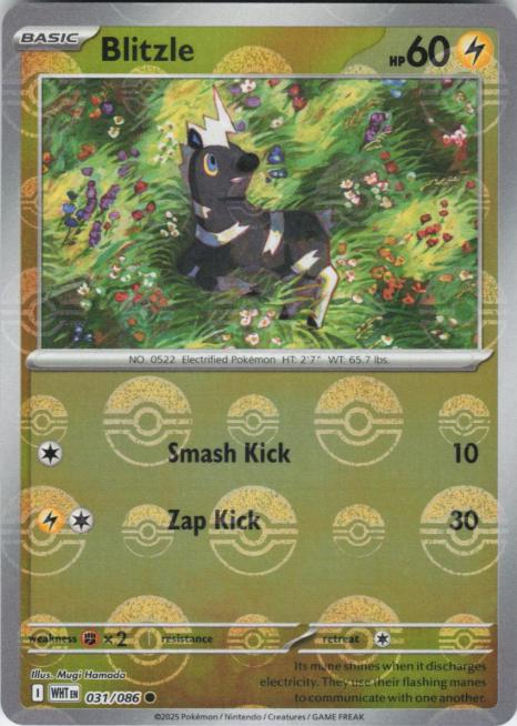 Blitzle (Poke Ball Pattern) 031/086 Common White Flare Pokemon Holo