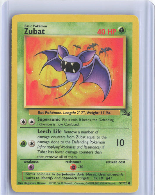 Zubat 57/62 Common Fossil Pokemon Unlimited TCG Card