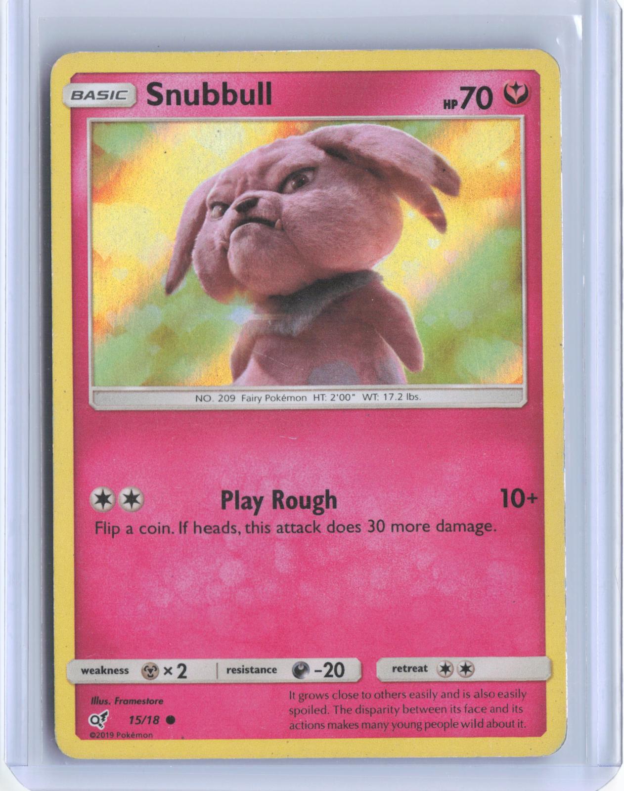 Snubbull 15/18 Common Detective Pikachu Pokemon Holo TCG Card