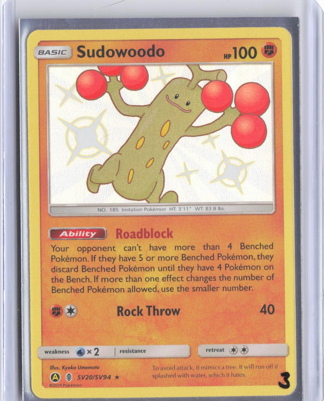 Sudowoodo SV20/SV94 Shiny Rare Hidden Fates Shiny Vault Pokemon TCG Card