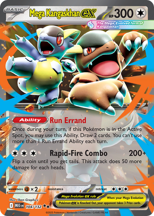 Mega Kangaskhan ex 104/132 Double Rare Mega Evolution Pokemon Holo