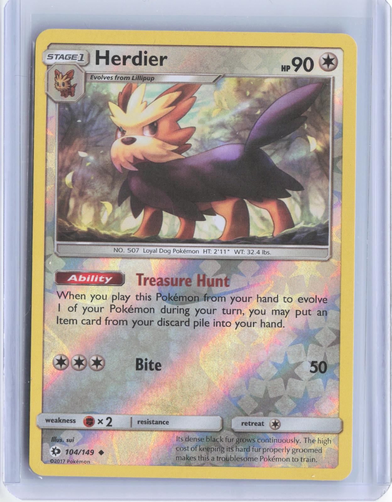 Herdier 104/149 Uncommon SM Base Set Pokemon Reverse Holo TCG Card