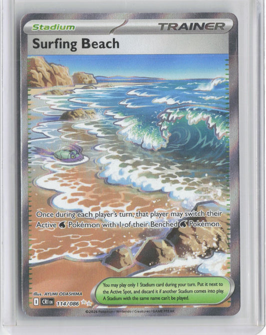 Surfing Beach 114/086 Ultra Rare Chaos Rising Pokemon Holo