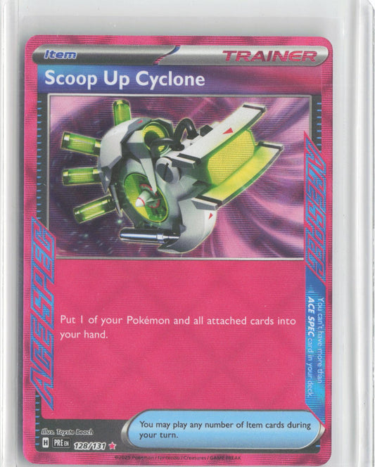 Scoop Up Cyclone 128/131 ACE SPEC Rare Prismatic Evolutions Pokemon Holo