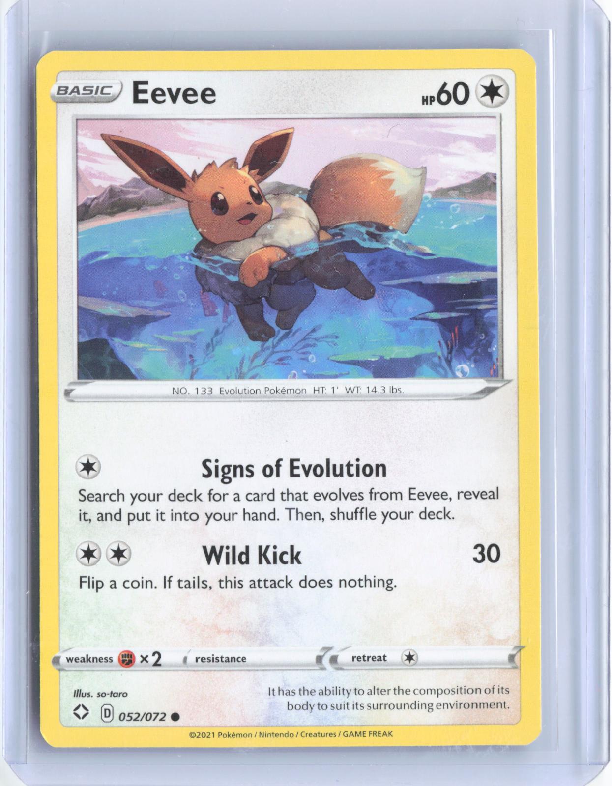 Eevee 052/072 Common Shining Fates Pokemon TCG Card