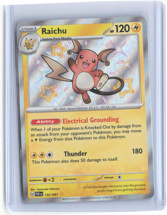Raichu 132/091 Shiny Rare Paldean Fates Pokemon Holo
