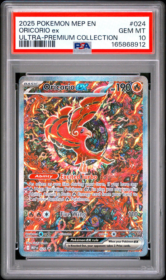 PSA 10 2025 POKEMON MEP EN-ME BLACK STAR PROMO 024 ORICORIO EX MEGA CHARIZARD X ex ULTRA-PREMIUM COLLECTION Graded Pokémon TCG Card