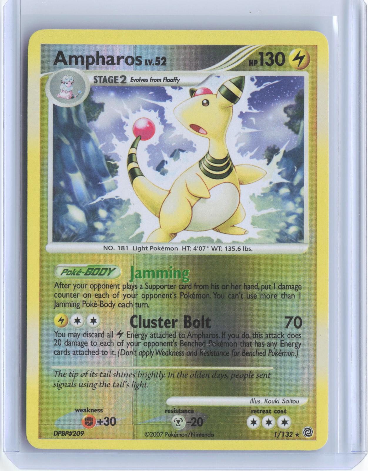 Ampharos 1/132 Holo Rare Secret Wonders Pokemon Reverse Holo TCG Card