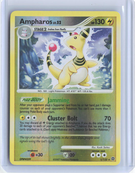 Ampharos 1/132 Holo Rare Secret Wonders Pokemon Reverse Holo TCG Card