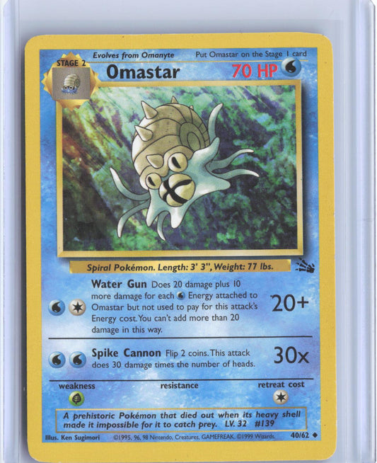 Omastar 40/62 Uncommon Fossil Pokemon TCG Card