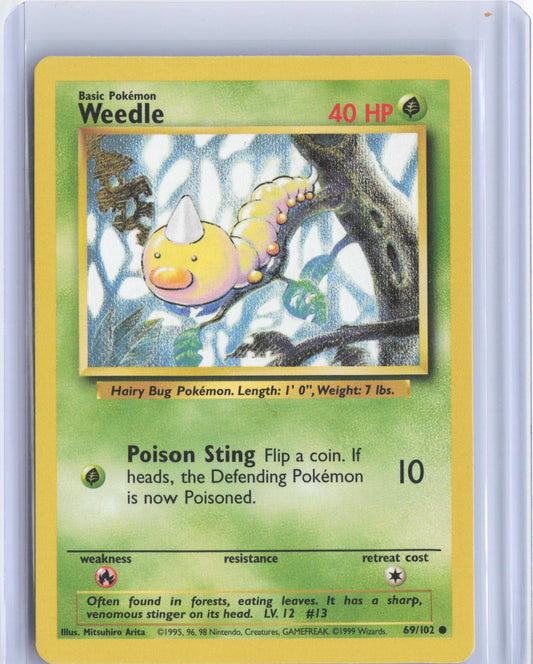 Weedle 69/102 Common Base Set Unlimited Pokemon TCG Card